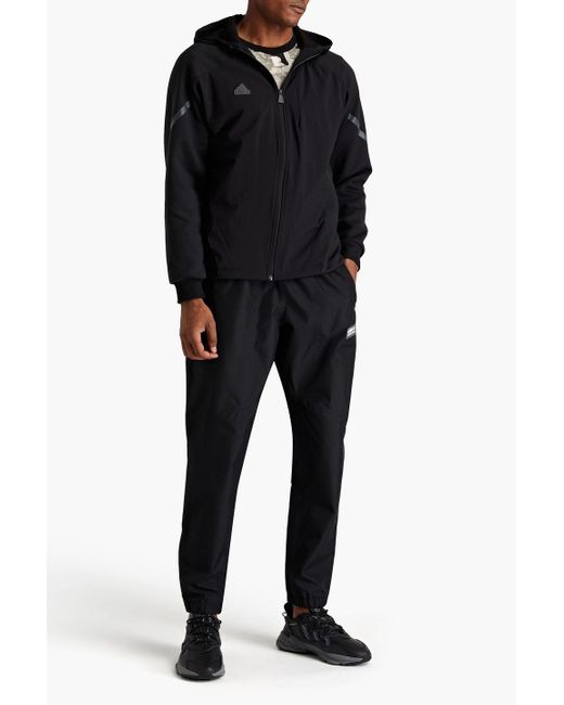 Adidas Originals Black Appliquéd Tech-jersey Paneled Shell Hooded Jacket for men