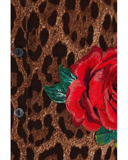 Dolce & Gabbana Embroidered Leopard-print Wool Cardigan