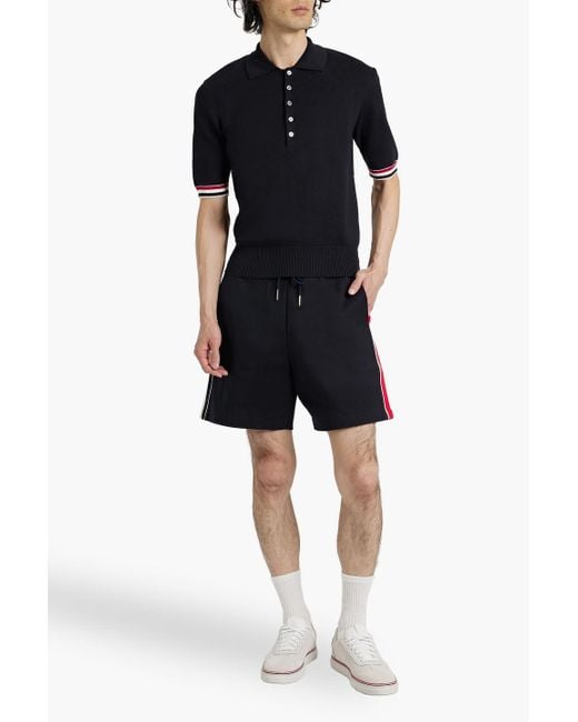 Thom Browne Blue Striped Cotton-jersey Drawstring Shorts for men