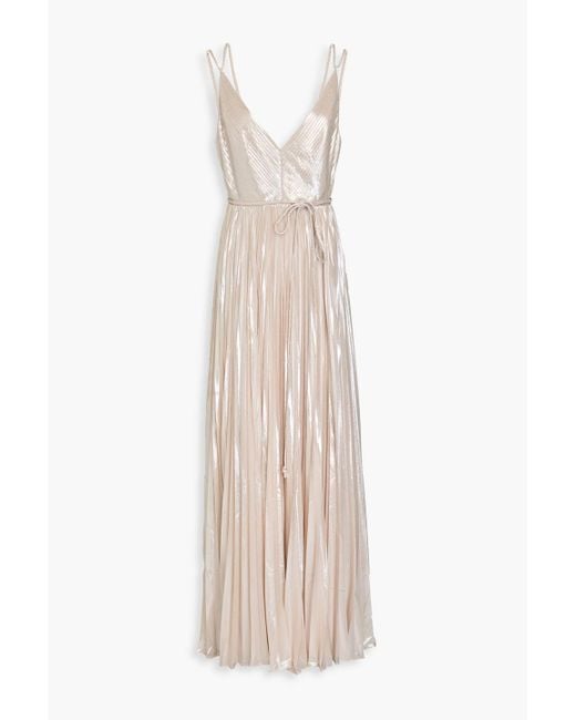 Halston Heritage White Ace Pleated Chiffon Gown