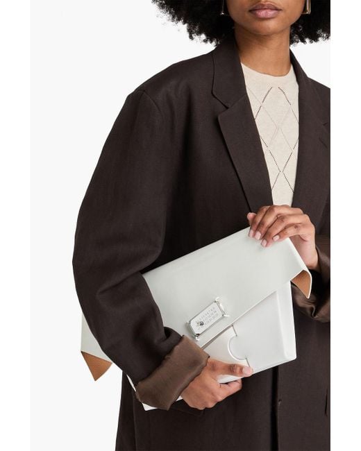 Maison Margiela White Snatched Glossed-Leather Clutch