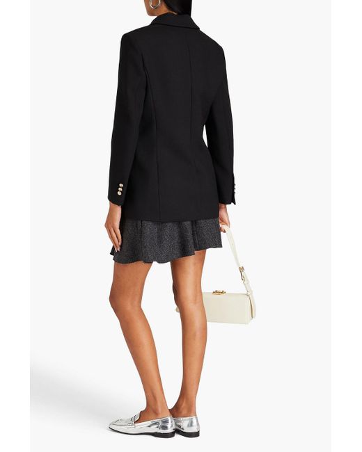Maje Black Double-breasted Twill Blazer