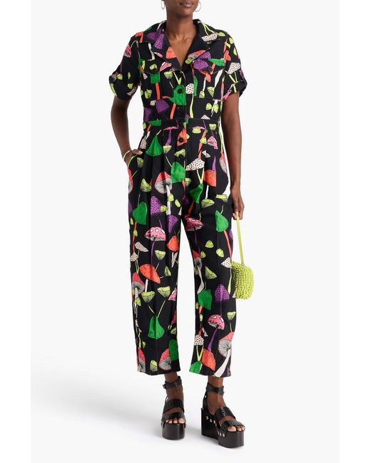 Farm Rio White Printed Cotton-Gabardine Jumpsuit