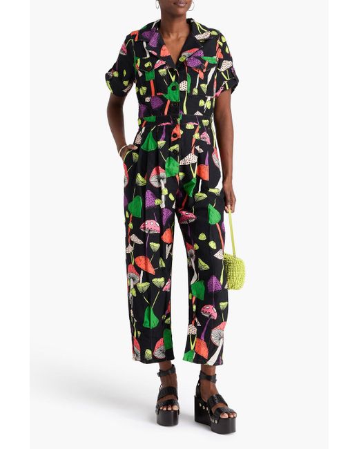Farm Rio White Printed Cotton-Gabardine Jumpsuit