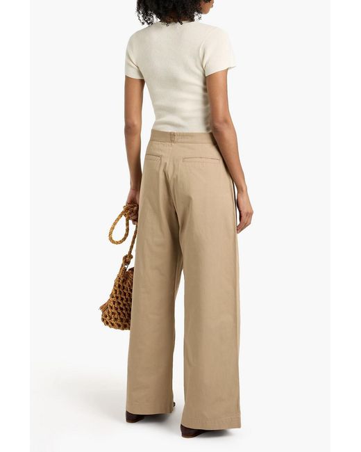 The Elder Statesman Natural Silvano Cotton-Twill Wide-Leg Pants
