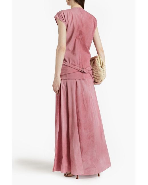 Cortana Pink Rose Wrap-effect Cotton Maxi Shirt Dress