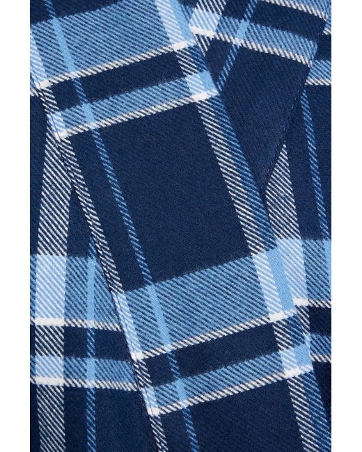 Derek Rose Blue Kelburn Checked Cotton-flannel Robe for men