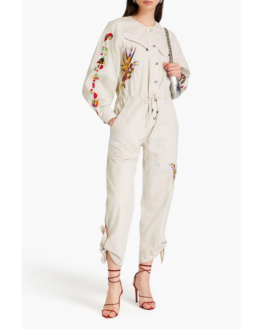 Isabel Marant Natural Gigi Embroidered Cotton Jumpsuit