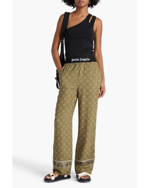 Palm Angels Green Hose mit geradem bein aus jersey mit print