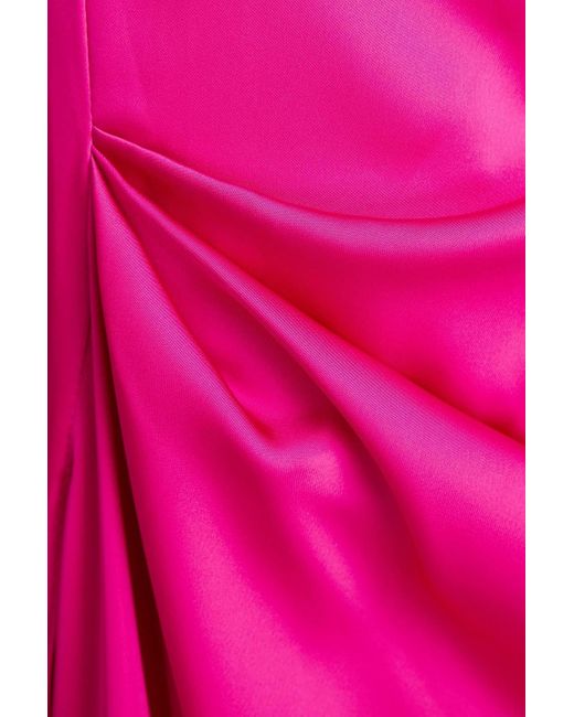 Rhea Costa Pink Cora Draped Satin Gown
