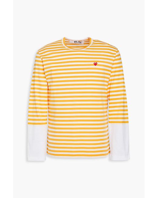 Comme des Garçons Yellow Appliquéd Striped Cotton-jersey T-shirt for men
