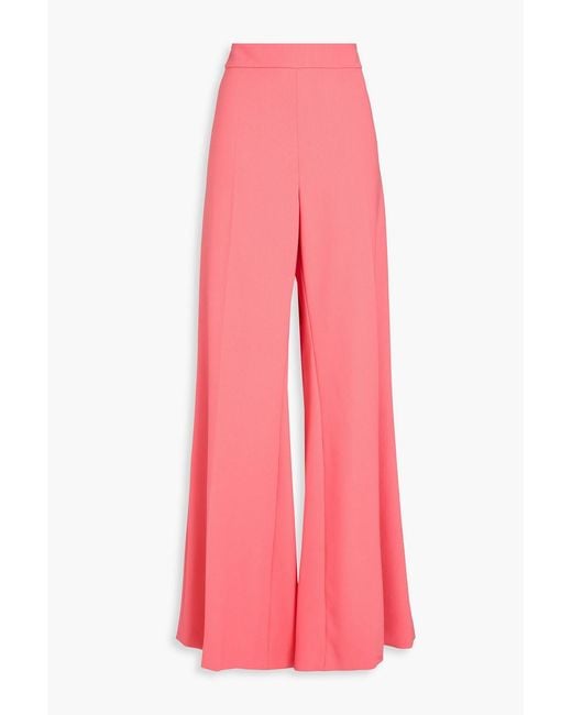Carolina Herrera Pink Wool-Blend Crepe Wide-Leg Pants