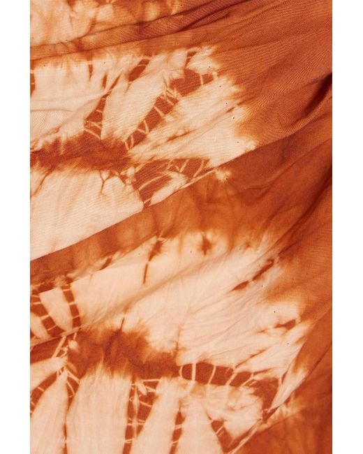 Ulla Johnson Orange Senta One-shoulder Ruffled Tie-dyed Cotton Top