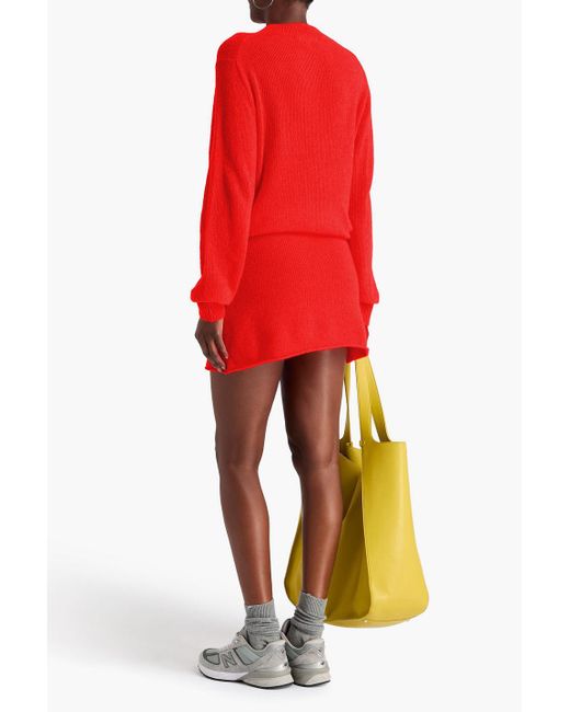 The Elder Statesman Red Nimbus Cashmere And Cotton-blend Mini Skirt
