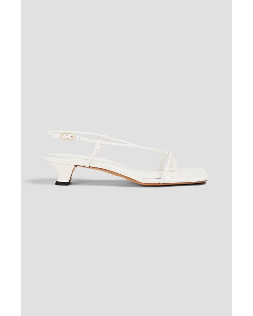 By Malene Birger White Tevia Leather Slingback Sandals