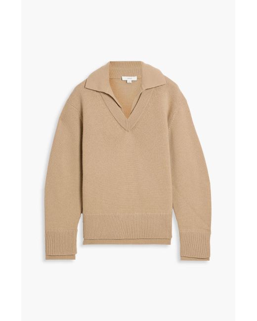 Vince Natural Layered Wool And Cashmere-Blend Polo Sweater