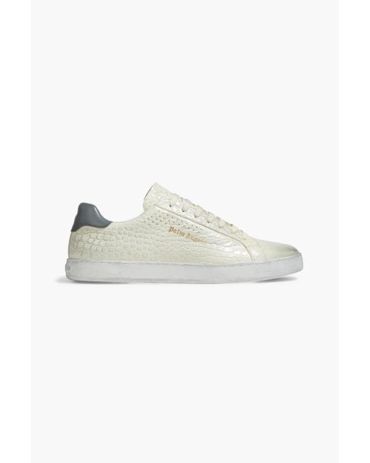 Palm Angels Croc-effect Leather Sneakers in White for Men | Lyst