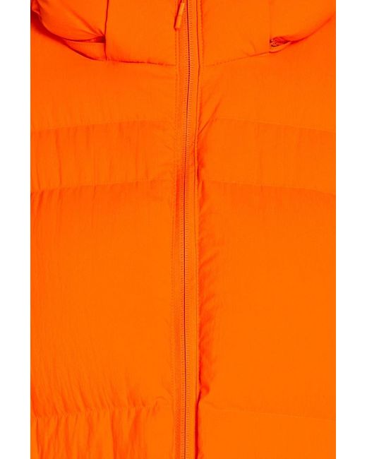 Y-3 Orange Quilted Shell Hooded Down Jacket
