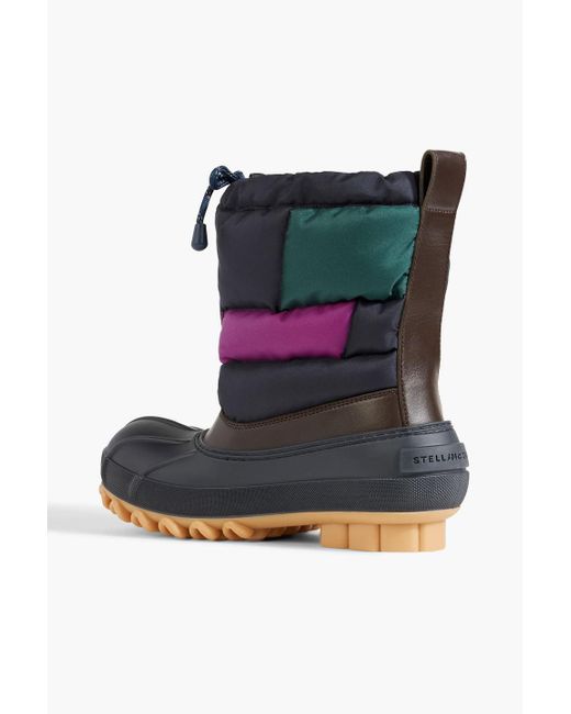 Stella McCartney Black Faux Leather-trimmed Quilted Shell And Rubber Ankle Boots