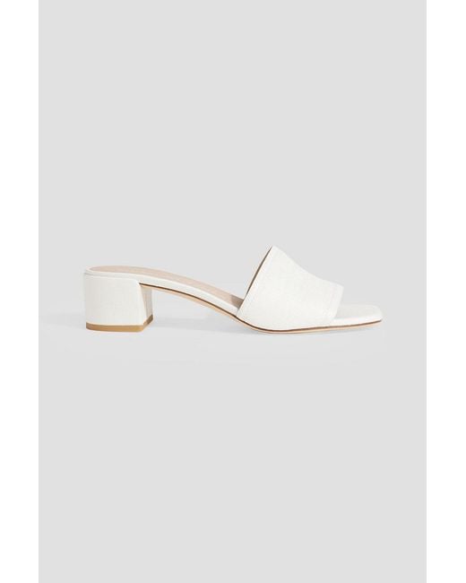 Stuart Weitzman White Cayman 35 Canvas Mules
