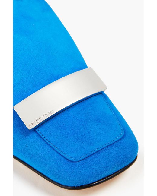 Sergio Rossi Blue Slippers aus veloursleder mit verzierung