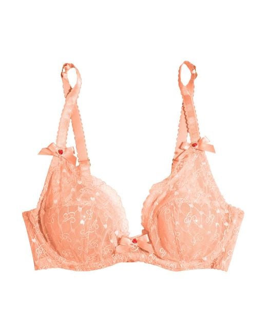 Agent Provocateur Dorotia Bow Embellished Leavers Lace Trimmed Tulle Push Up Bra Lyst