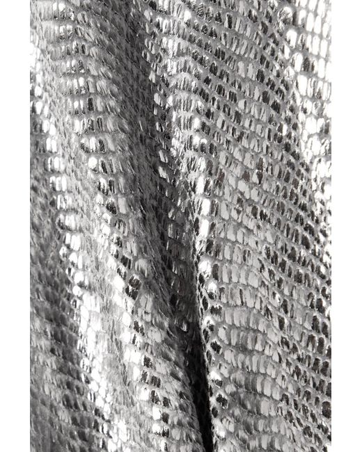 Isabel Marant Gray Courtneya gerafftes midikleid aus lamé mit schlangenprint