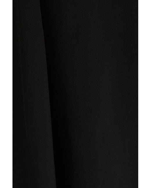 Claudie Pierlot Black One-sleeve Cutout Crepe De Chine Midi Dress