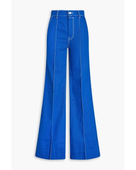 Zimmermann Blue Embroidered High-rise Flared Jeans