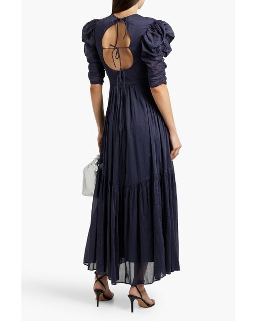 Isabel Marant Blue Bealisa Open-Back Ruched Cotton And Silk-Blend Crepon Midi Dress