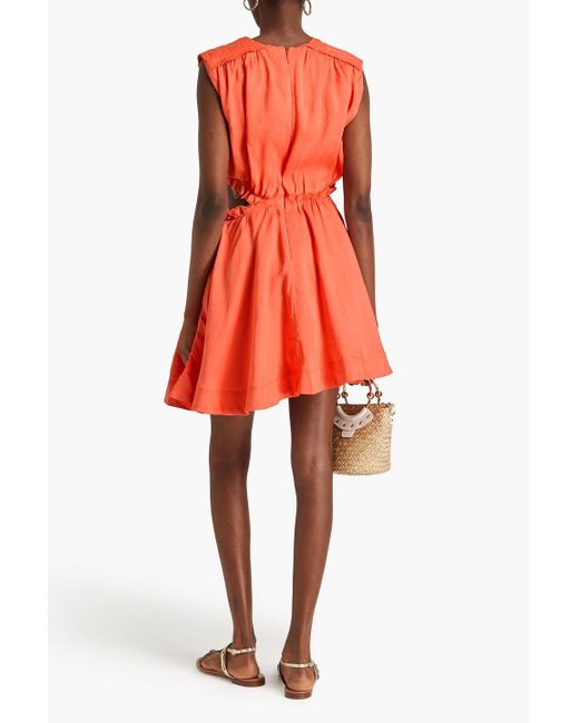 Aje. Orange Holly Cutout Linen-blend Mini Dress