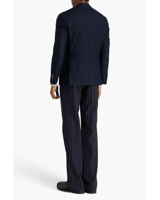 Canali Blue Wool-Blend Bouclé-Tweed Blazer for men