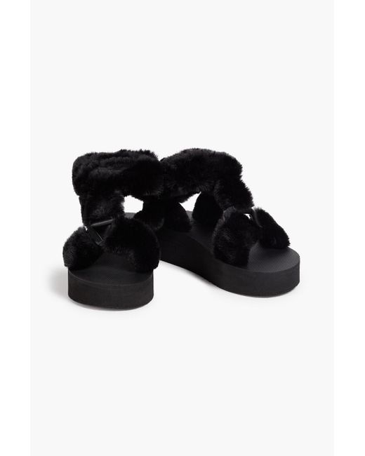 Red(v) Black Faux Fur Platform Sandals
