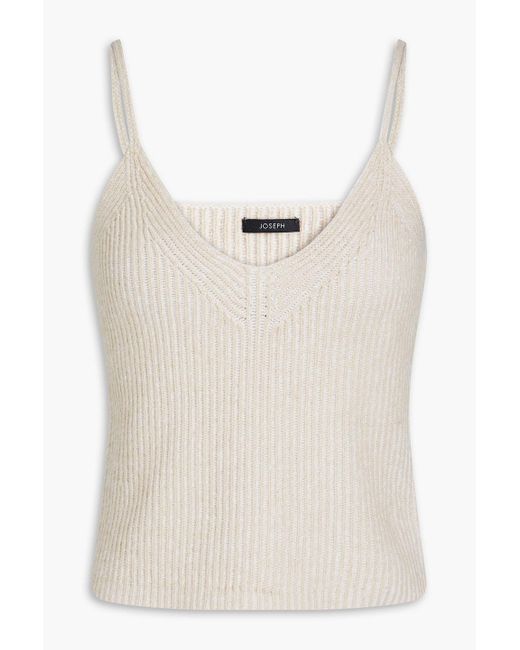 Joseph Natural Mélange Ribbed Cotton, Wool And Cashmere-blend Top