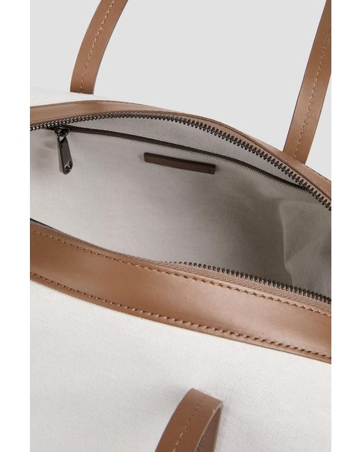 Brunello Cucinelli Natural Leather-Trimmed Cotton-Twill Tote