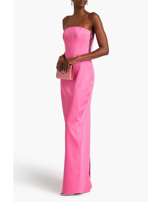 Rasario Pink Strapless Satin Maxi Dress