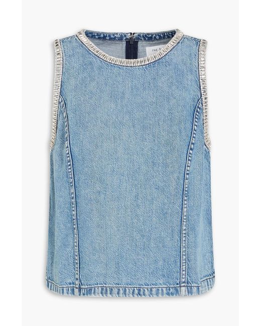 Rag & Bone Blue Crystal-Embellished Denim Top