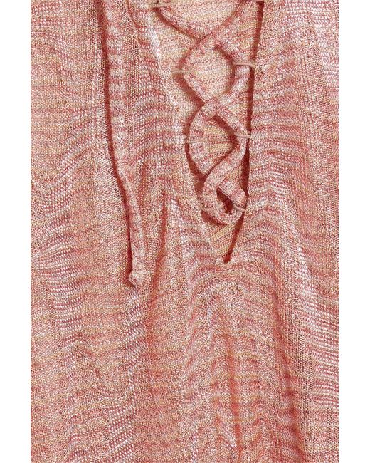 Missoni Pink Metallic Crochet-knit Mini Dress
