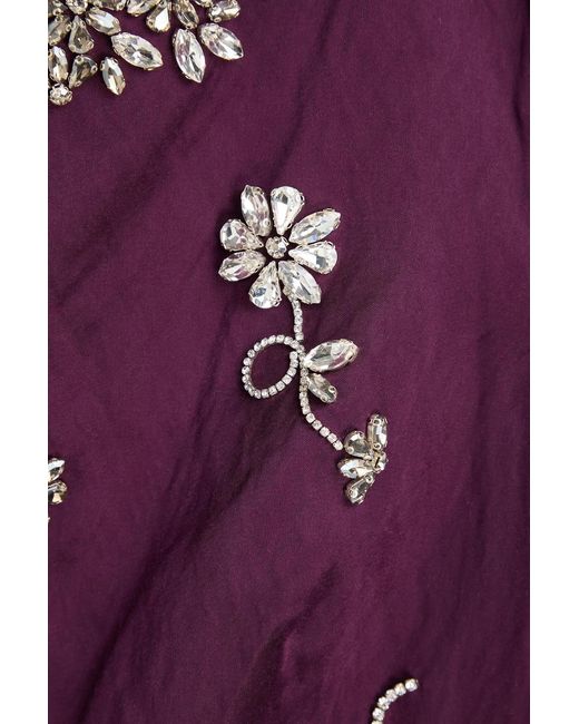 Erdem Purple Crystal-Embellished Satin Gown