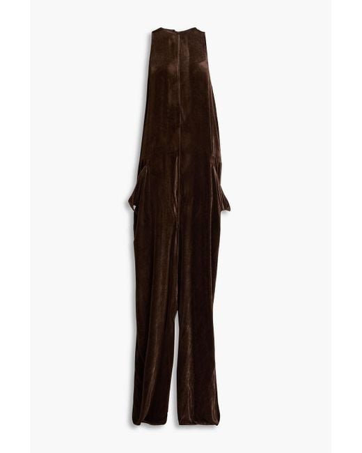 Rick Owens Brown Walrus Velvet Wide-Leg Jumpsuit