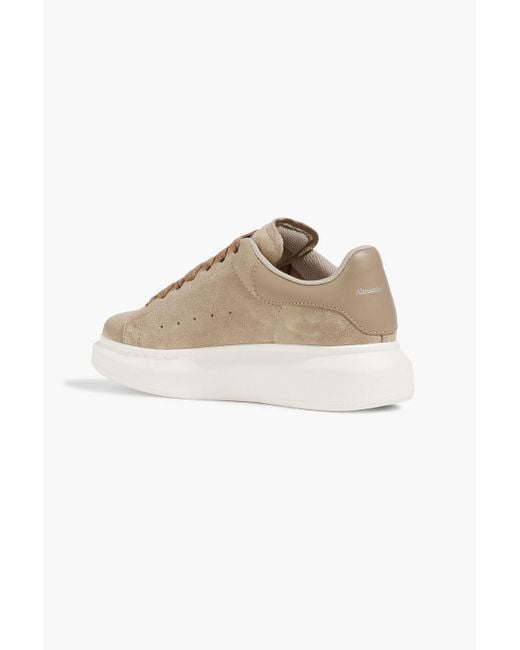 Alexander McQueen Natural Suede And Leather Exaggerated-Sole Sneakers