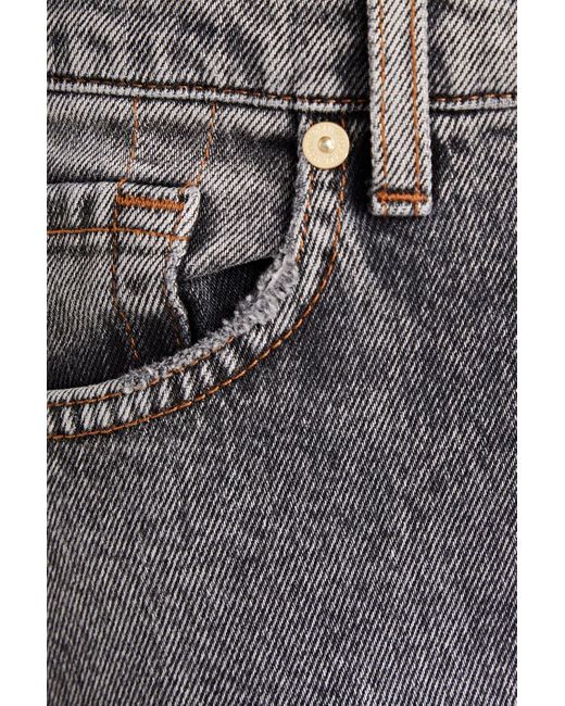 7 For All Mankind Gray Logan stovepipe hoch sitzende jeans mit geradem bein in ausgewaschener optik