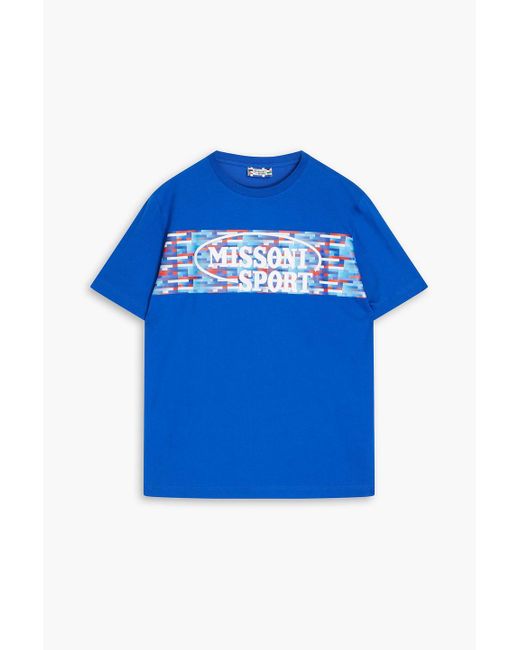 Missoni Blue Flocked Printed Cotton-jersey T-shirt for men