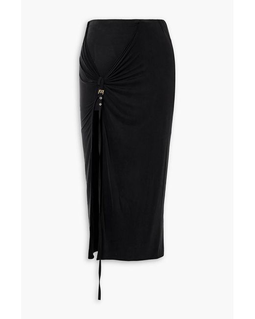 Jacquemus Black Croissant Buckled Ruched Stretch-jersey Midi Skirt
