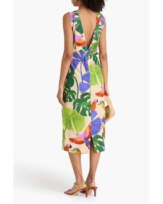 Farm Rio White Midikleid aus einer leinenmischung mit print