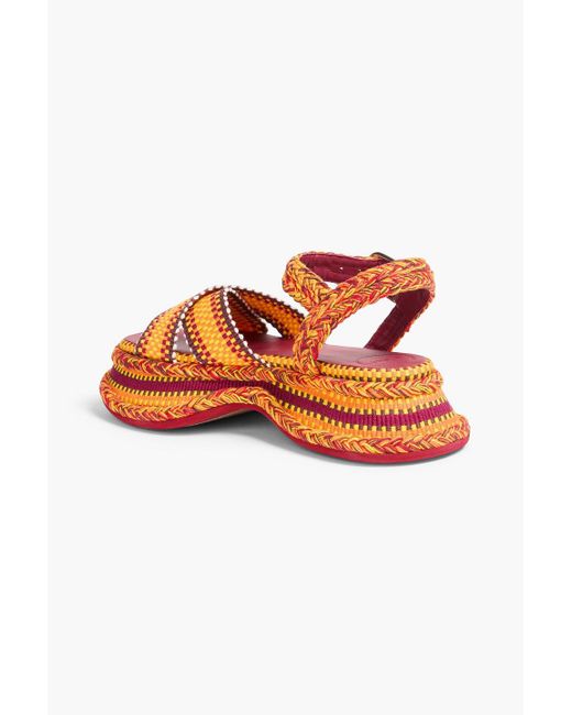 Chloé Orange Meril Woven Platform Sandals