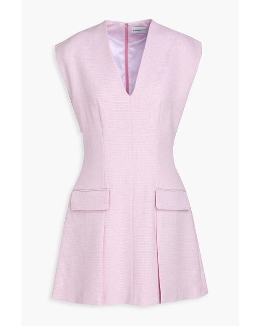 Claudie Pierlot Pink Kariertes minikleid aus bouclé-tweed mit falten