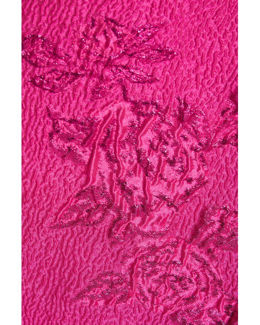 Rebecca Vallance Pink Matchmaker Off-the-shoulder Metallic Cloqué-jacquard Gown