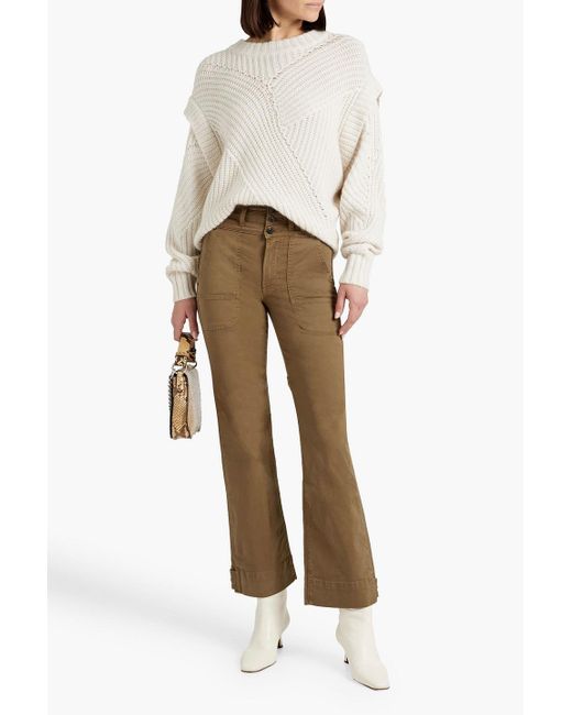 Veronica Beard Natural Marley Cotton-blend Twill Flared Pants