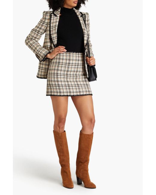 Veronica Beard White Ohemia Checked Cotton-blend Tweed Mini Skirt